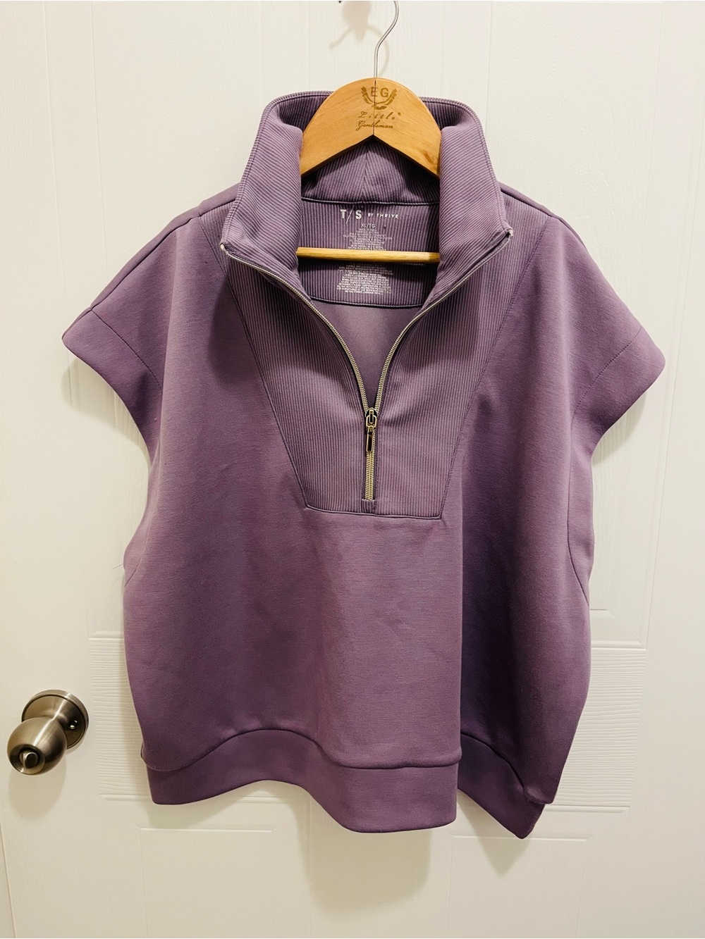 Lavender Short-Sleeve Half-Zip Pullover in XL